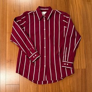 Classic Burgundy Striped Men's Shirt